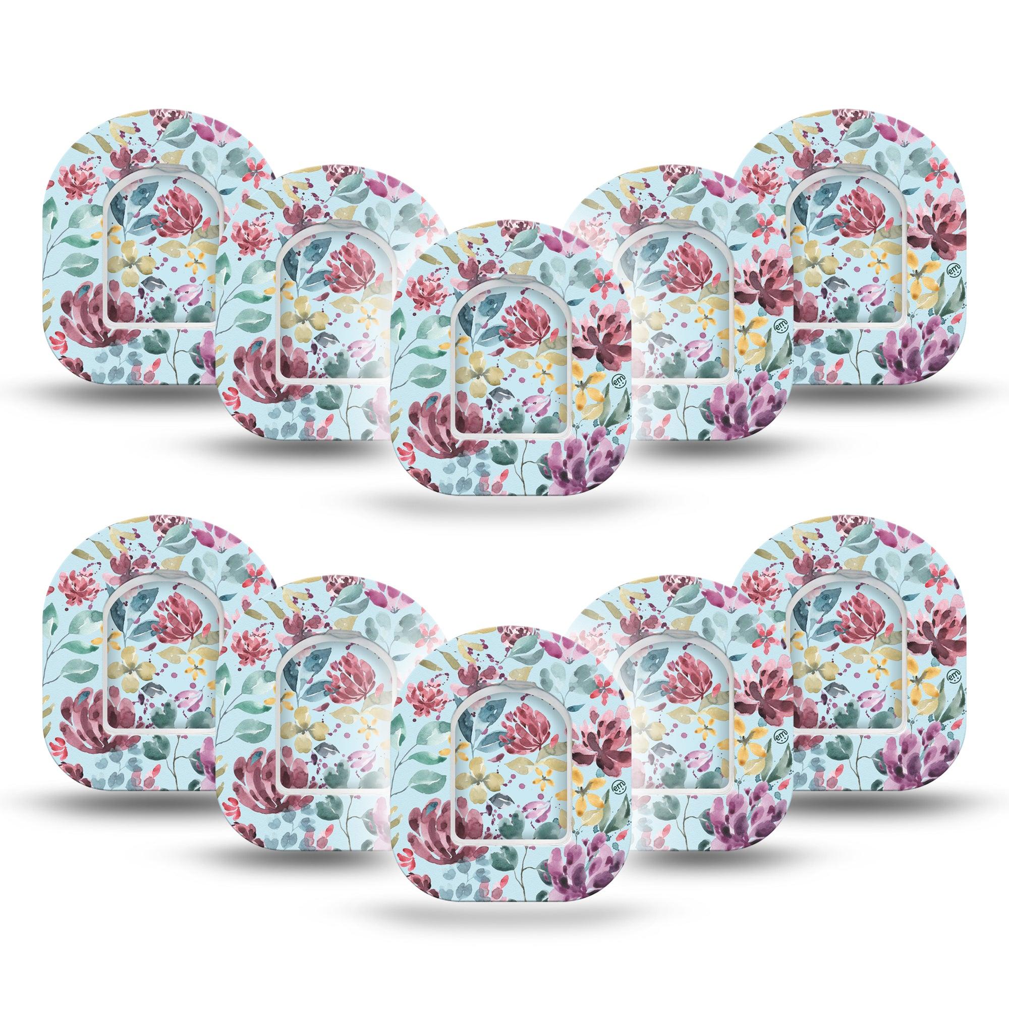 ExpressionMed Botanical Blooms Pod Mini Tape 10 Stickers and 10 Tapes, Natural Elegance Plaster Pump Design