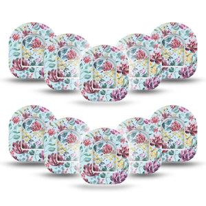 ExpressionMed Botanical Blooms Pod Mini Tape 10 Stickers and 10 Tapes, Natural Elegance Plaster Pump Design