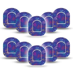 ExpressionMed Neon Bicycles Pod Mini Tape 10 Stickers and 10 Tapes, Neon Glow Fixing Ring Tape Pump Design