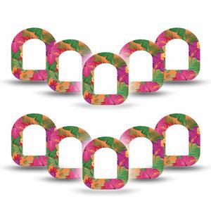 ExpressionMed Bright Hibiscus Pod Mini Tape 10-Pack, Exotic Blooms Adhesive Tape Pump Design
