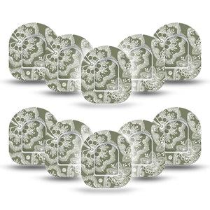 ExpressionMed Olive Henna Pod Mini Tape 10 Stickers and 10 Tapes, Natural Dye Patch Pump Design