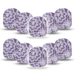 ExpressionMed Purple Henna Pod Mini Tape  10-Pack Stickers and 10-Pack Tapes, Deep Purple Overlay Tape Pump Design