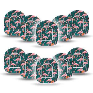 ExpressionMed Flamingos Pod Mini Tape 10 Stickers and 10 Tapes, Flamboyant Flamingos Fixing Ring Tape Pump Design