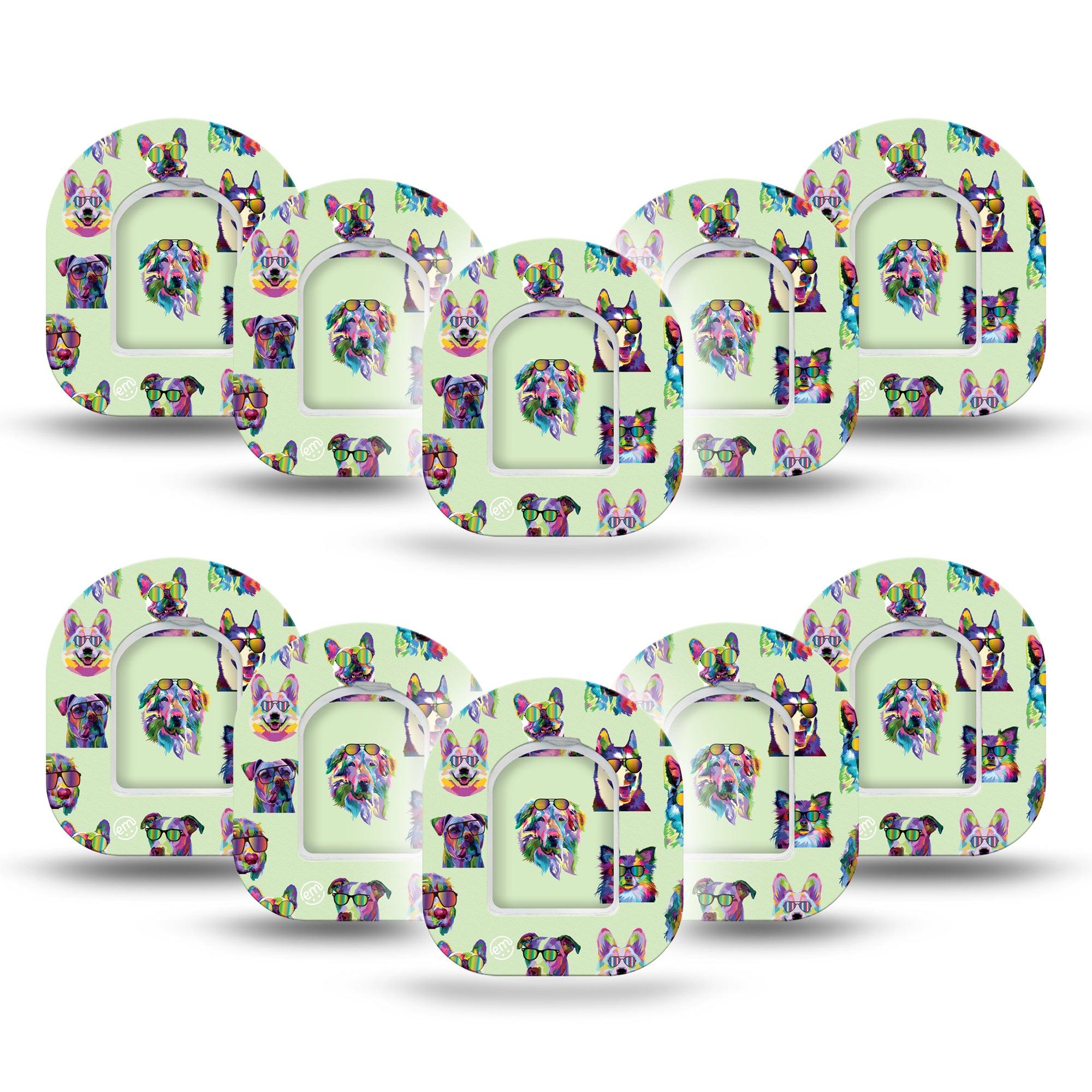 ExpressionMed Dog Party Pod Mini Tape 10-Pack, Pup Fun Adhesive Tape Pump Design with center stickers