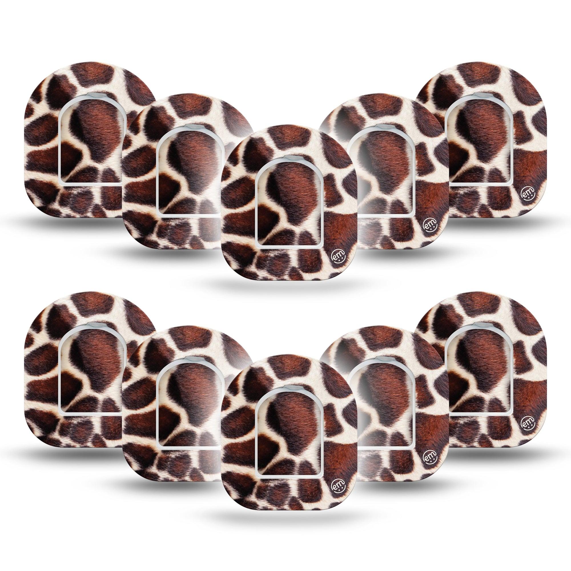 ExpressionMed Giraffe Print Pod Mini Tape 10 Stickers and 10 Tapes, Long Necked Beauty Fixing Ring Tape Pump Design