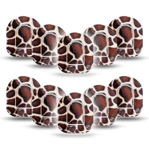 ExpressionMed Giraffe Print Pod Mini Tape 10 Stickers and 10 Tapes, Long Necked Beauty Fixing Ring Tape Pump Design
