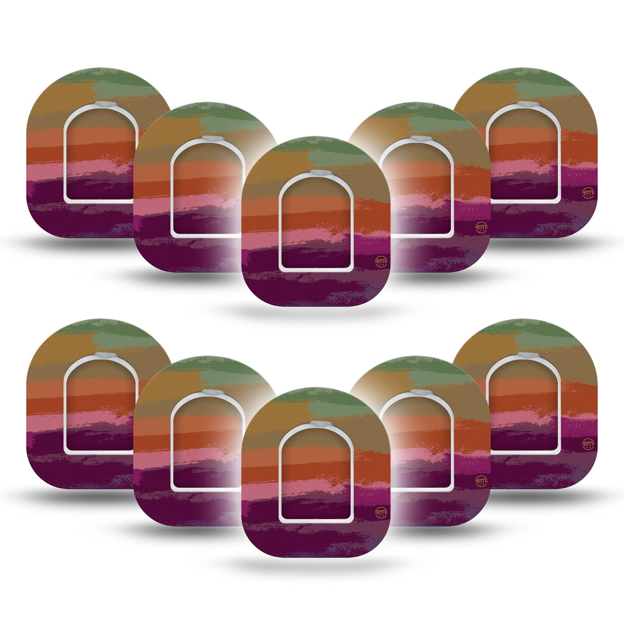 ExpressionMed Falling Colors Pod Mini Tape 10 Stickers and 10 Tapes, Colorful Autumn Plaster Pump Design