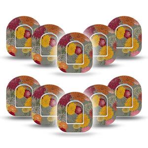 ExpressionMed Chrysanthemums Pod Mini Tape 10 Stickers and 10 Tapes, Chrysanthemum Garden Adhesive Tape Pump Design