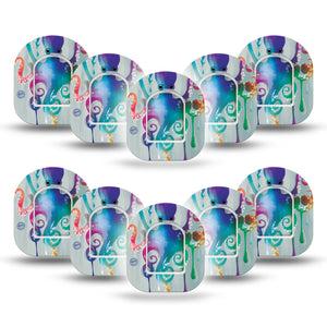 ExpressionMed Octopus Tattoo Pod Mini Tape 10 Stickers and 10 Tapes, Underwater Design Fixing Ring Tape Pump Design