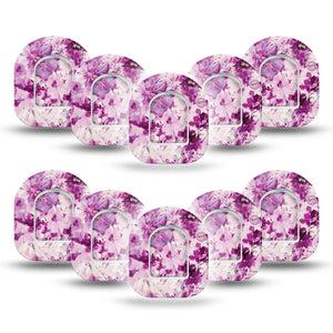 ExpressionMed Violet Orchids Pod Mini Tape 10 Stickers and 10 Tapes, Floral Elegance Adhesive Tape Pump Design