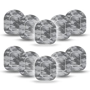 ExpressionMed Gray Camo Pod Mini Tape 10 Stickers and 10 Tapes, Subtle Style Overlay Tape Pump Design