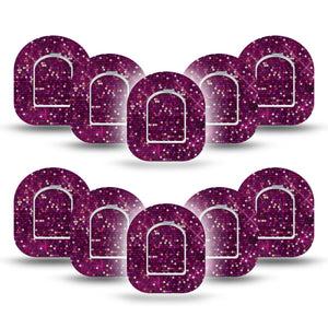ExpressionMed Pink Sequins Pod Mini Tape 10 Stickers and 10 Tapes, Pink Sparkle Fixing Ring Patch Pump Design