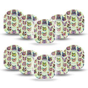 ExpressionMed Cat Party Pod Mini Tape 10 Stickers and 10 Tapes, Purr-fect Party Fixing Ring Patch Pump Design