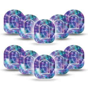 ExpressionMed Purple Tie Dye Pod Mini Tape 10 Stickers and 10 Tapes, Tie Dye Magic Adhesive Patch Pump Design