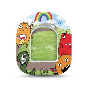 ExpressionMed Monsters Pod Mini Tape Single Sticker and Single Tape, Scary Monsters Fixing Ring Patch Pump Design