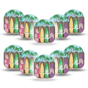 ExpressionMed Surfs Up Pod Mini Tape 10 Stickers and 10 Tapes, Wave Riding Fixing Ring Patch Pump Design