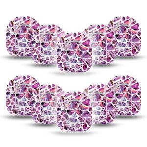 ExpressionMed Purple PebblesPod Mini Tape 10 Stickers and 10 Tapes, Purple Agate Overlay Tape Pump Design