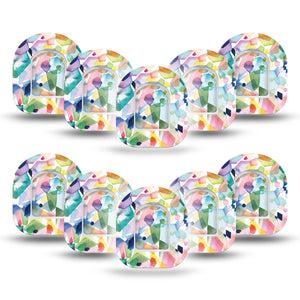 ExpressionMed Kaleidoscope Pod Mini Tape 10-Pack Stickers and 10-Pack Tapes, Vibrant Montage Plaster Pump Design