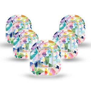 ExpressionMed Kaleidoscope Pod Mini Tape 5 Stickers and 5 Tapes, Vibrant Montage Plaster Pump Design