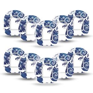 ExpressionMed Delft Kittens Pod Mini Tape 10-Pack Stickers and 10-Pack Tapes, Delft Blue Charm Adhesive Patch Pump Design
