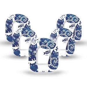 ExpressionMed Delft Kittens Pod Mini Tape 5 Stickers and 5 Tapes, Delft Blue Charm Adhesive Patch Pump Design