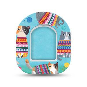 ExpressionMed Sweater Cats Pod Mini Tape Single Sticker and Single Tape, Cat in a Sweater Adhesive Tape Pump Design