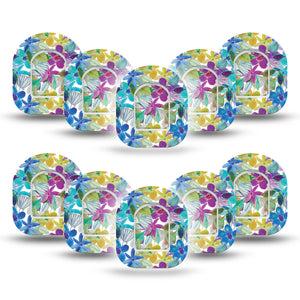 ExpressionMed Watercolor Floral Pod Mini Tape 10-Pack Stickers and 10-Pack Tapes, Floral Art Overlay Tape Pump Design
