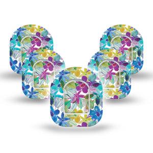 ExpressionMed Watercolor Floral Pod Mini Tape 5 Stickers and 5 Tapes, Floral Art Overlay Tape Pump Design