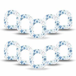 ExpressionMed Cute Blue Flowers Pod Mini Tape 10-Pack, Sweet Petals Fixing Ring Patch Pump Design