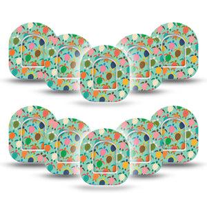 ExpressionMed Sea Turtles Omnipod Mini Tape, 10-Pack Tape and 10-Pack Sticker Colorful Turtle Shells Themed, Adhesive Patch Pump Design