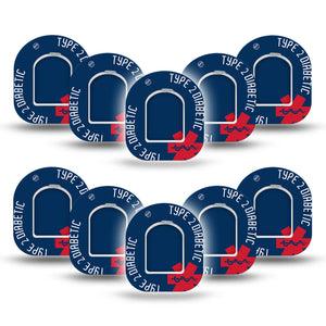 ExpressionMed Type 2 Diabetic Alert Pod Mini Tape 10-Pack Stickers and 10-Pack Tapes, Health Alert Bracelet Plaster Pump Design
