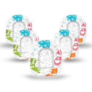 ExpressionMed Gooseberry Puppies Pod Mini Tape 5 Stickers and 5 Tapes, Sweet Pooches Adhesive Patch Pump Design