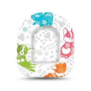 ExpressionMed Gooseberry Puppies Pod Mini Tape Single Sticker and Single Tape, Berry-colored Dogs Adhesive Patch Pump Design