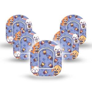 ExpressionMed Boba Buddies Pod Mini Tape 5-Pack Stickers and 5-Pack Tapes, Tapioca Tribe Adhesive Tape Pump Design