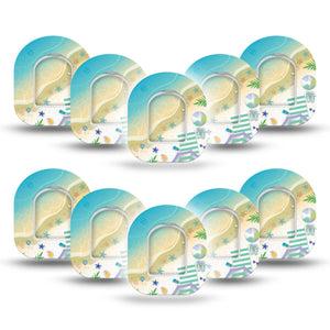 ExpressionMed Relaxing Beach Pod Mini Tape 10 Stickers and 10 Tapes, Beach Escape Adhesive Tape Pump Design