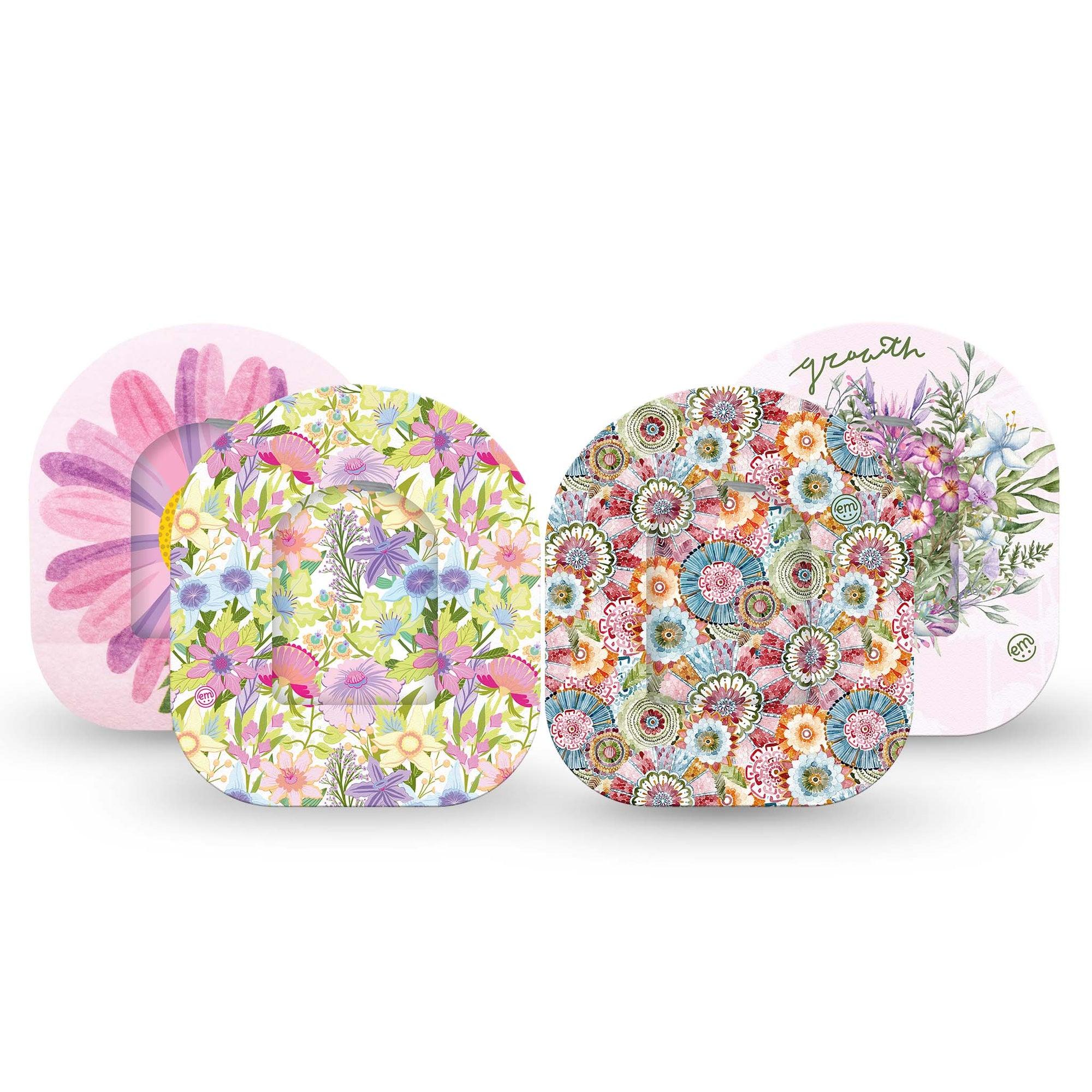 ExpressionMed Floaty Floral Variety Pack OmniPod Tape and Sticker, 8-Pack Variety, Petal Dreamer, CGM Fixing Ring Patch Design