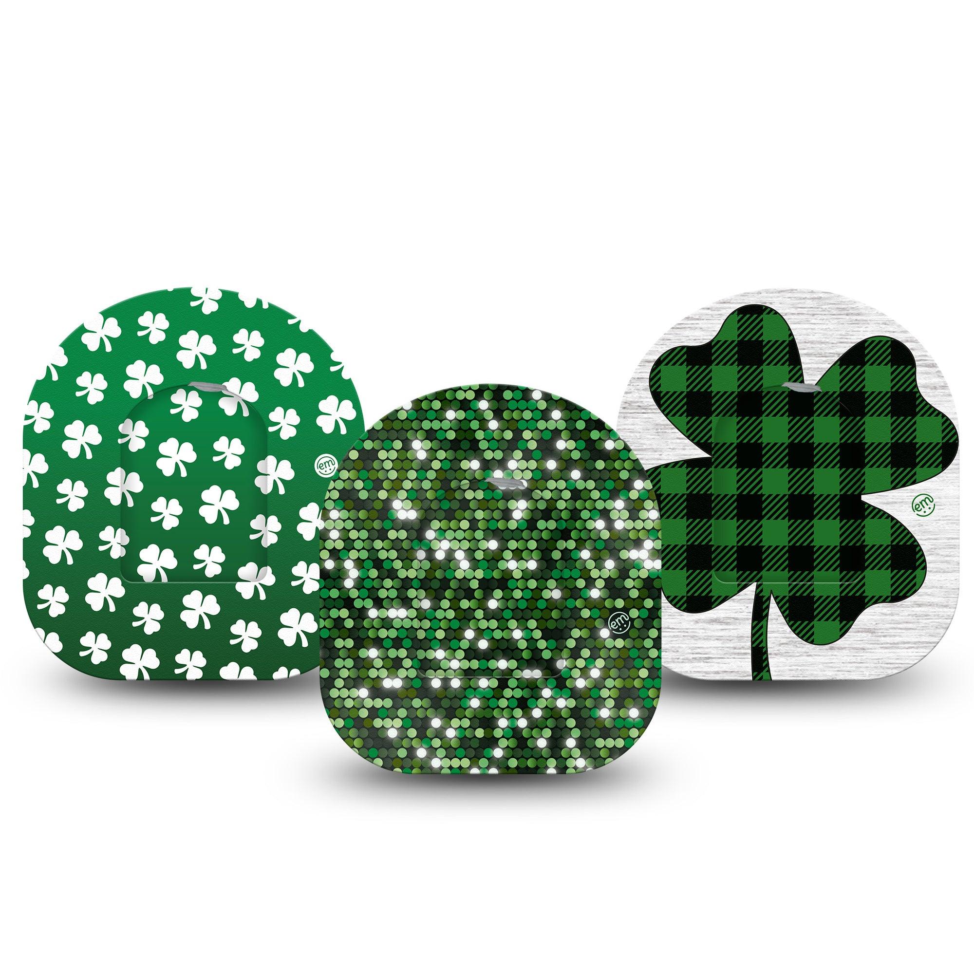 St Patrick's Day Omnipod Variety Pack, 3 Tapes, CGM Adhesive green clover designs