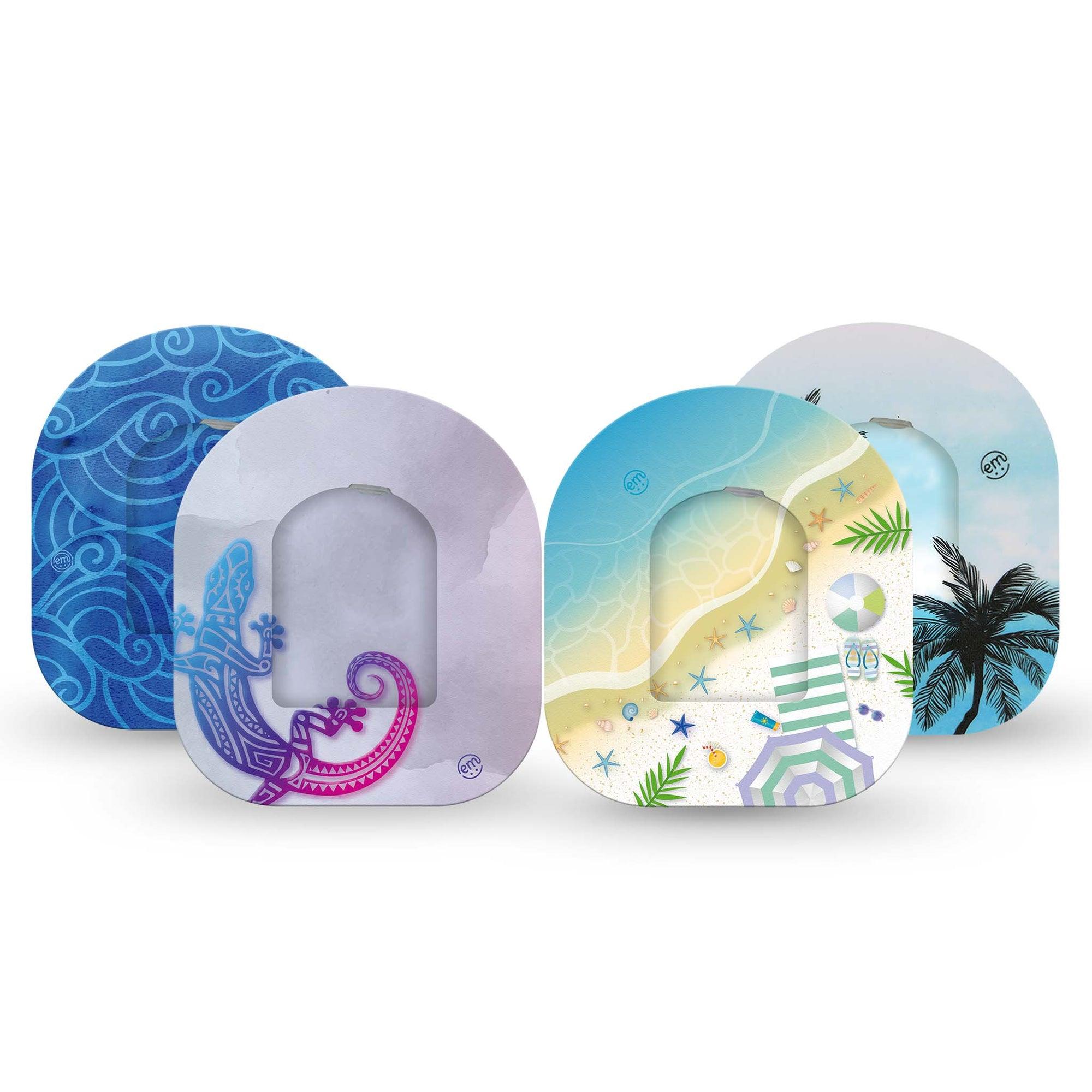 ExpressionMed Beach Time Variety Pack Pod Tape and Sticker, 8-Pack, Relaxing Beach, Medtronic CGM Tape and Sticker Design