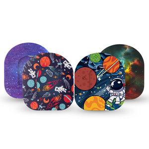 ExpressionMed Space Adventure Variety Pack Omnipod Tape 4-Pack Tape and 4-Pack Sticker Astronauts And Rockets Theme Adhesive Patch Pump Design