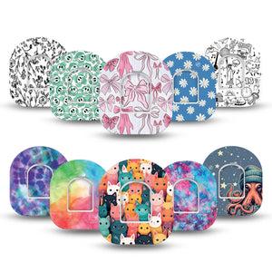 ExpressionMed Girls Holiday Gift Set Omnipod, 10-Pack Tape and 10-Pack Sticker, Cute Flowers & Happy Hues Accessories for Continuous Glucose Monitor