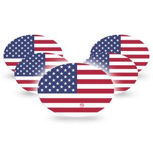 Medtronic Enlite / Guardian ExpressionMed U.S. Flag Universal Oval Tape