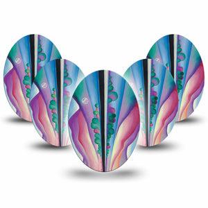 Medtronic Enlite / Guardian ExpressionMed Lake George Reflection Universal Oval Tape, 5-Pack, Multicolored Lakeside Portrait Themed, Medtronic Overlay Patch Design