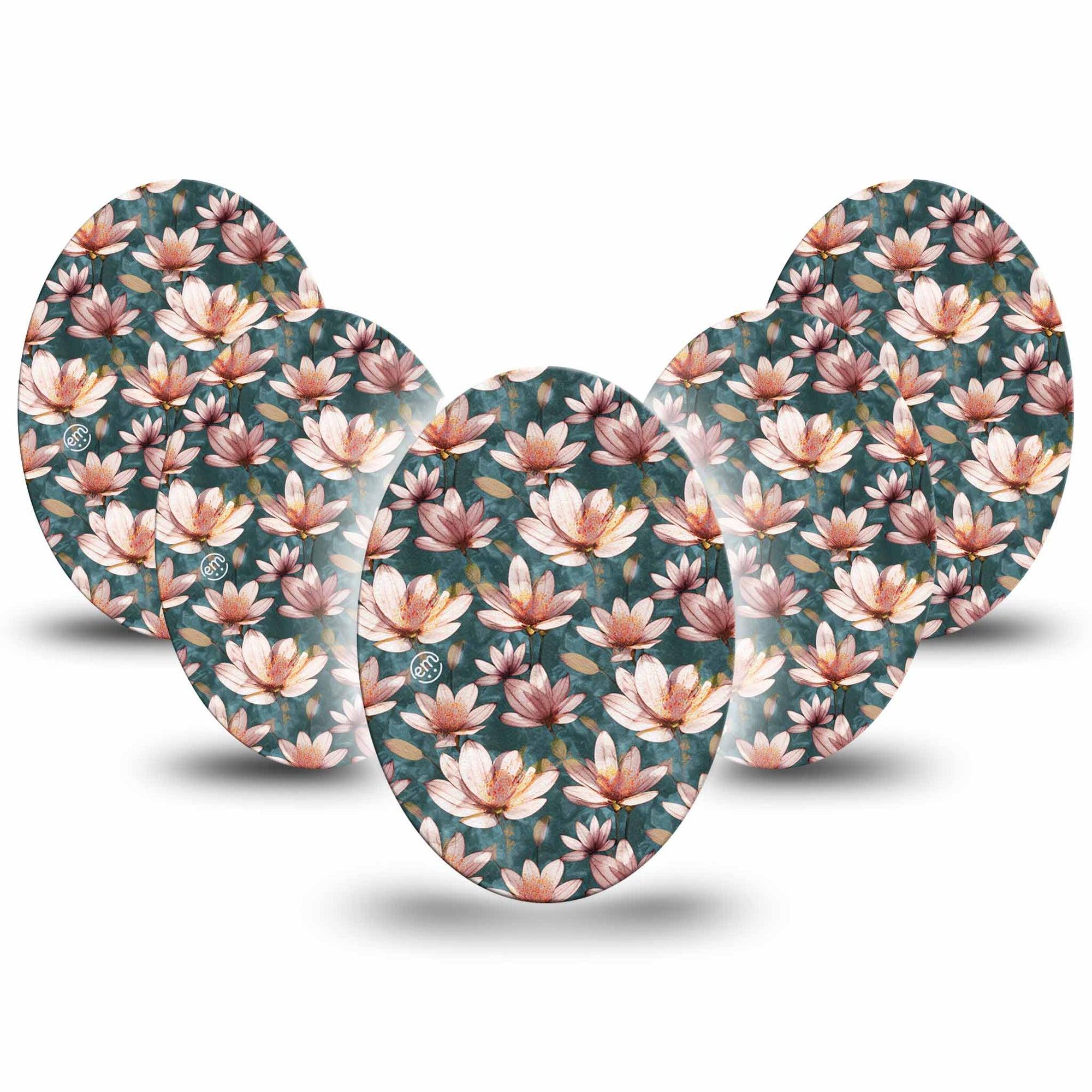 Medtronic Enlite / Guardian ExpressionMed Magnolia Universal Oval Tape, 5-Pack, Sweet-Scented Florals Inspired, Medtronic Plaster Patch Design