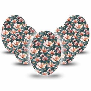 Medtronic Enlite / Guardian ExpressionMed Magnolia Universal Oval Tape, 5-Pack, Sweet-Scented Florals Inspired, Medtronic Plaster Patch Design