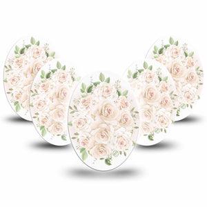 Medtronic Enlite / Guardian ExpressionMed Wedding Bouquet Universal Oval Tape, 5-Pack, Floral Artwork Inspired, Medtronic Plaster Patch Design