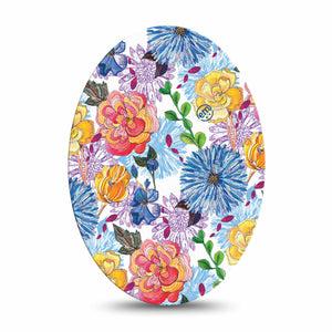 Medtronic Enlite / Guardian Stylised Floral Universal Oval Tape, Single, Petal Blooms Themed, Medtronic Adhesive Patch Design