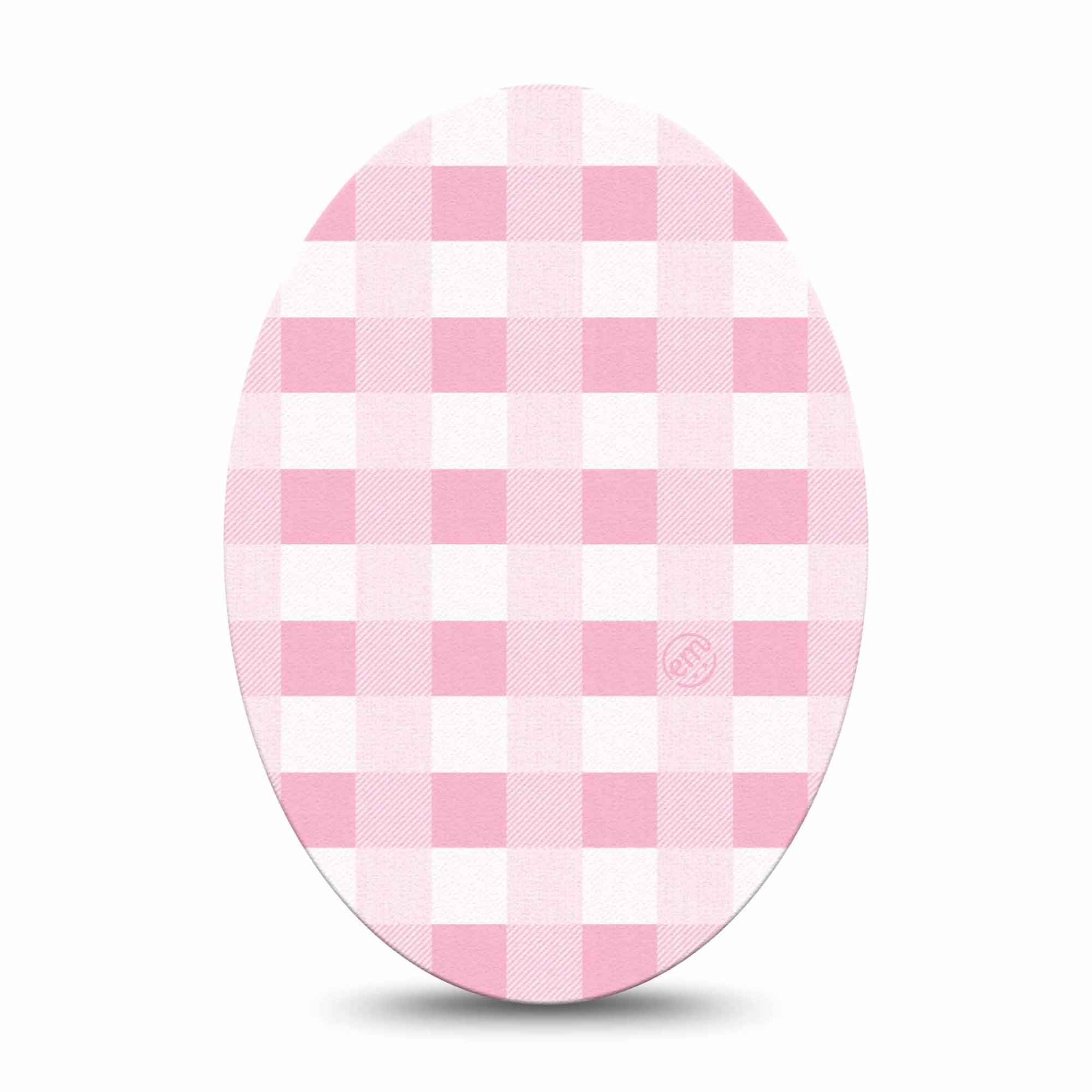 Medtronic Enlite / Guardian ExpressionMed Pink Gingham Universal Oval Tape, Single, Plaid Design Inspired, Medtronic Overlay Patch Design