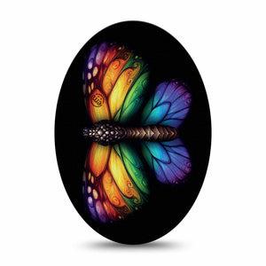 ExpressionMed Rainbow Butterfly Medtronic Guardian Enlite Universal Oval, Single Tape Pride Inspired Butterfly, Plaster CGM Design