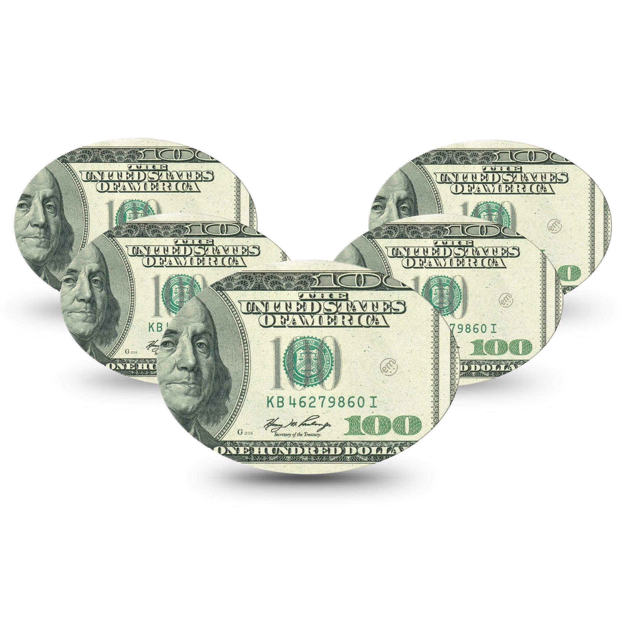 ExpressionMed Feeling $100 Medtronic Guardian Enlite Universal Oval 5-Pack Tape Popping Fourth Of July Stars, Plaster CGM Design