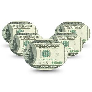 ExpressionMed Feeling $100 Medtronic Guardian Enlite Universal Oval 5-Pack Tape Popping Fourth Of July Stars, Plaster CGM Design